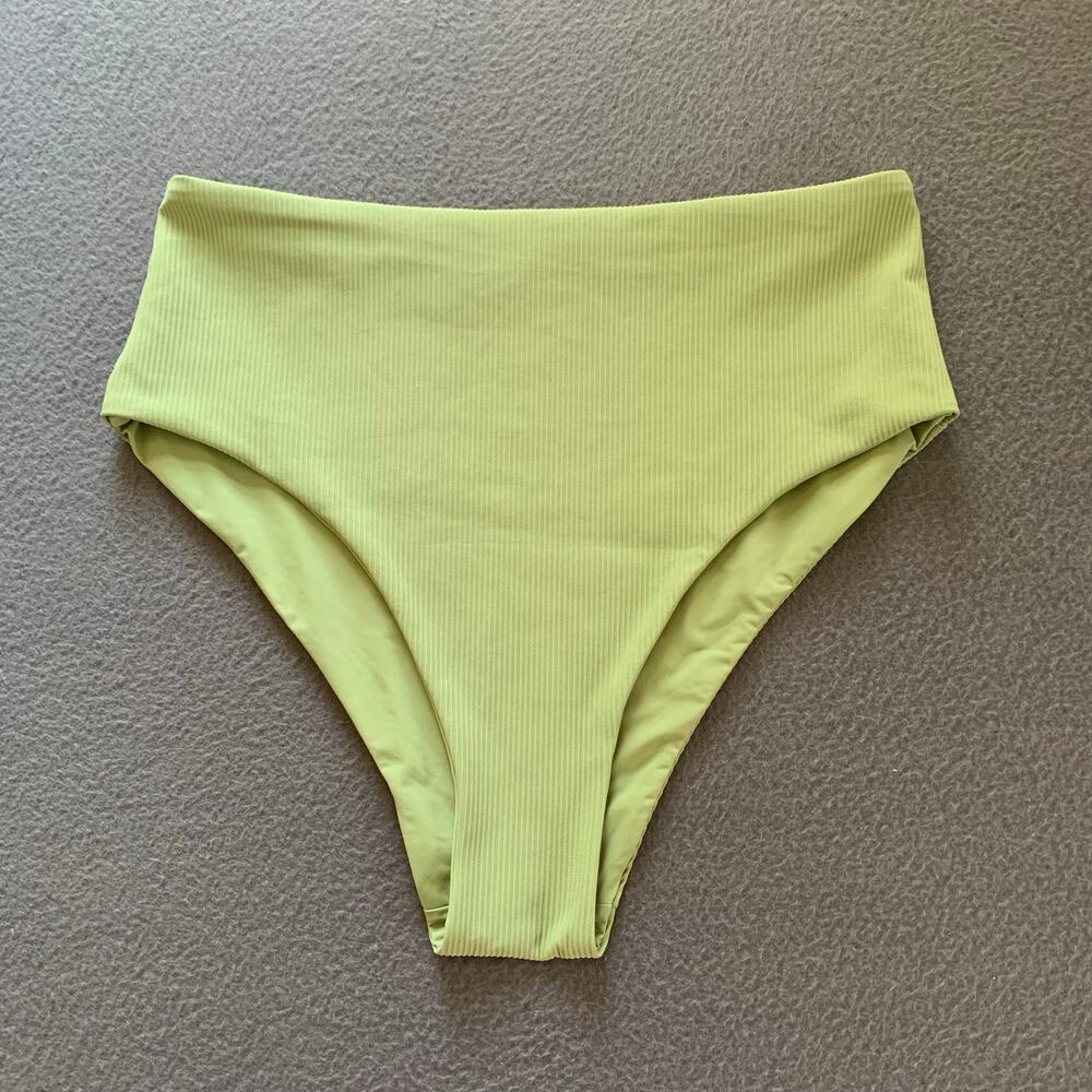 Lululemon Green Ribbed Bikini Bottoms High Waisted Cheeky Size 10 (?)